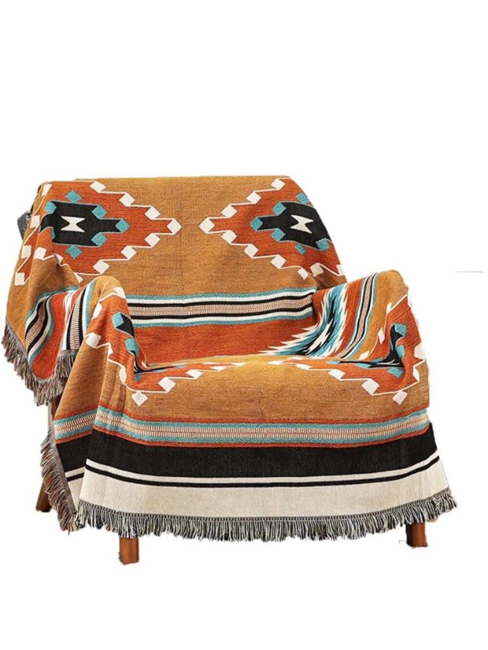 Aztec Throw Blanket Native Southwestern Bed Blankets 51"x63" Brown